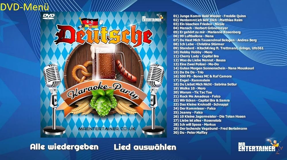 DEUTSCHE KARAOKE PARTY DVD. Partylieder. German Karaoke